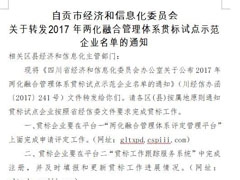我公司榮獲“2017年國家級兩化融合管理（lǐ）體係貫標試點企業”